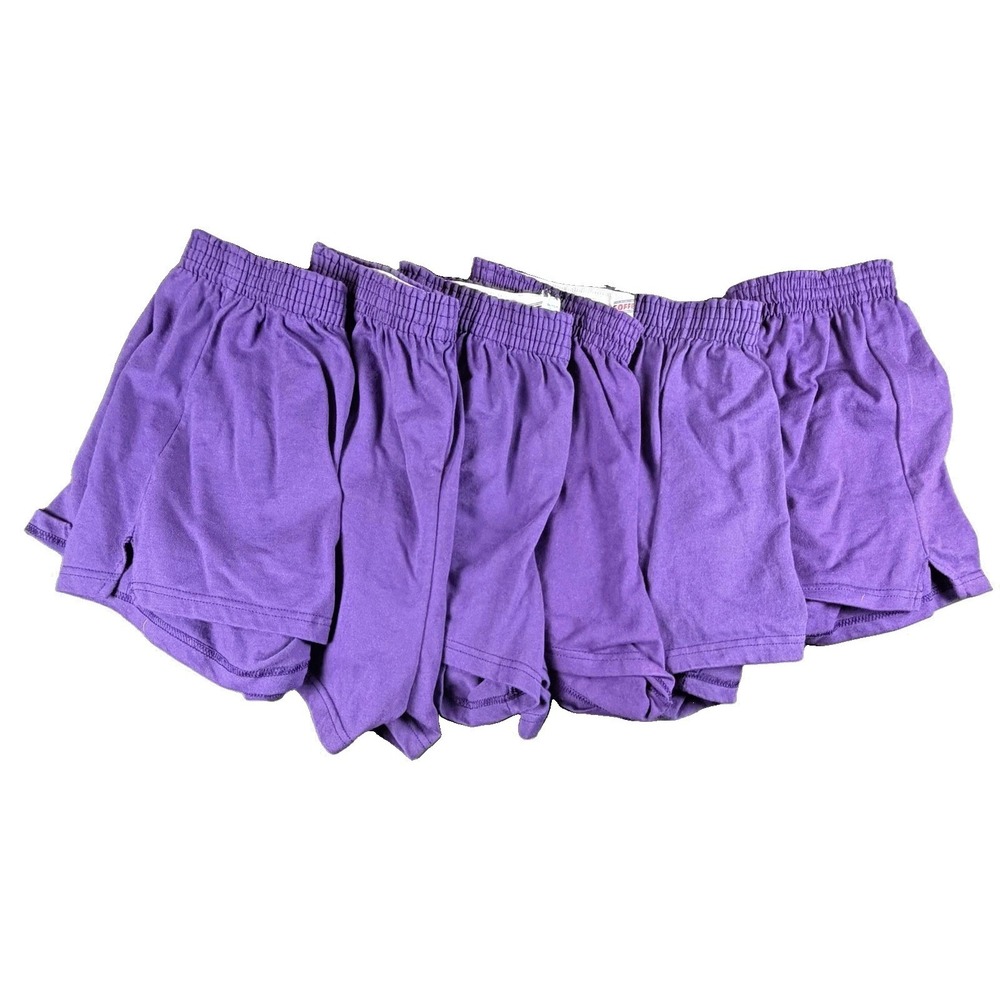 6 Pair Vintage Soffe Shorts Purple NWOT Made USA 50/50 Athletic Gym Size L